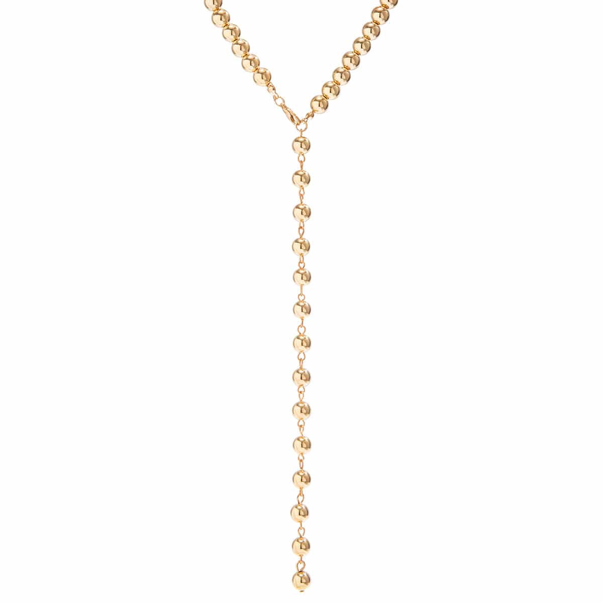 Chic Gold Silver Plated Ball Chain Y Necklace - ArtGalleryZen