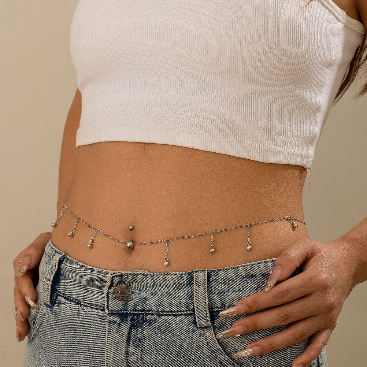 Chic Gold Silver Plated Ball Tassel Navel Piercing Belly Chain