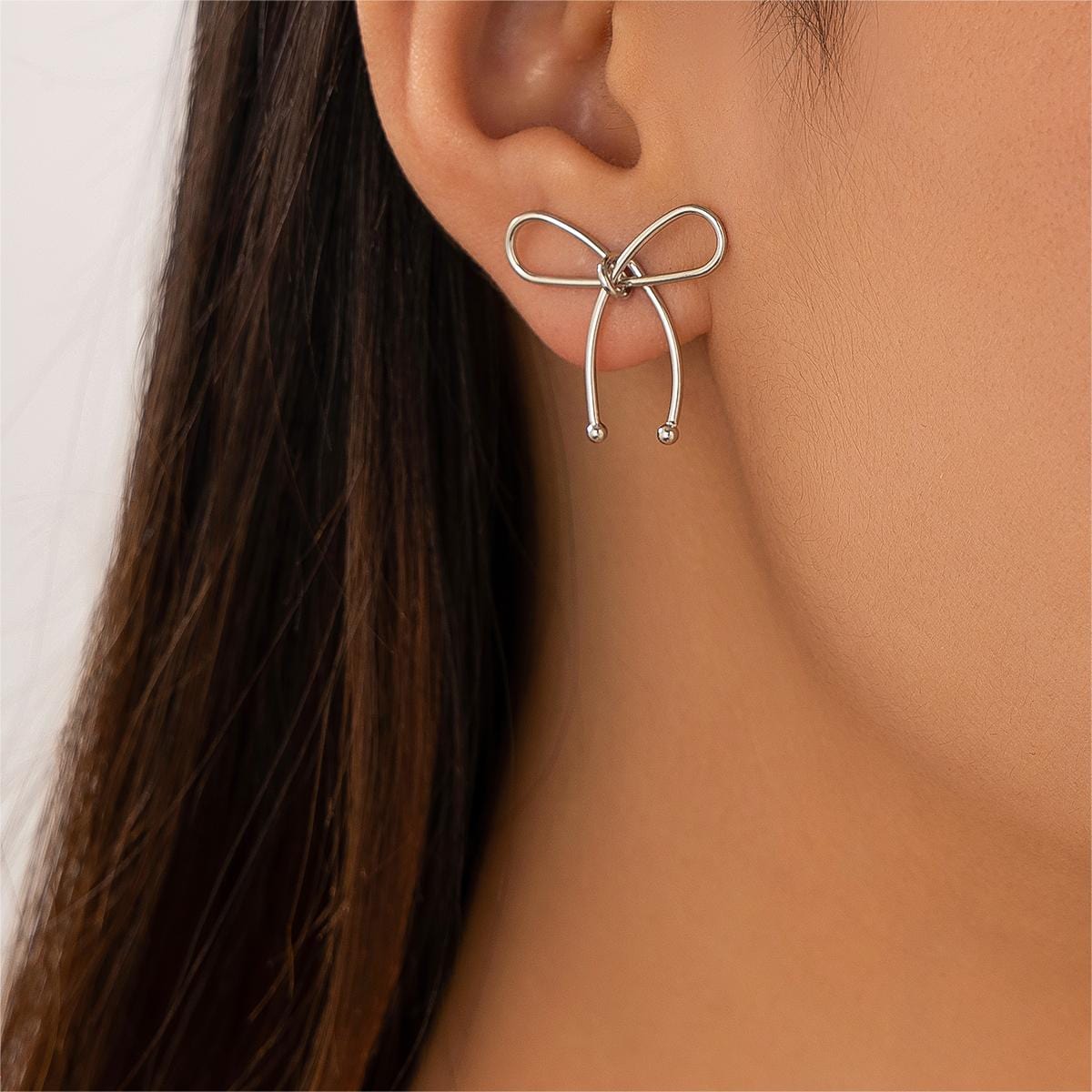 Chic Gold Silver Plated Bowknot Earrings