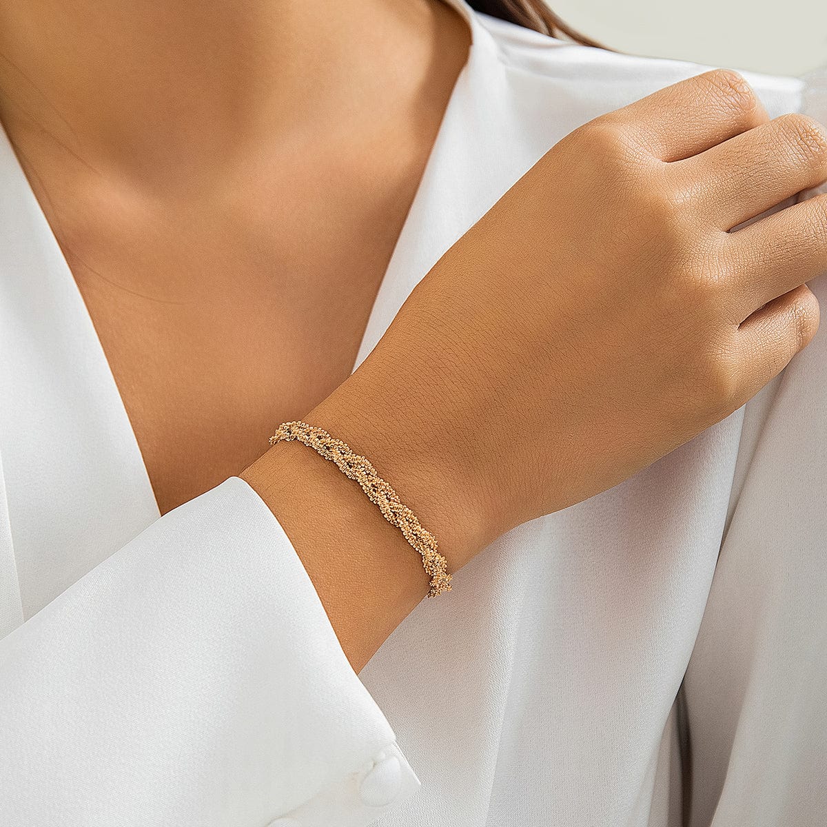 Chic Gold Silver Plated Braided Chain Bracelet - ArtGalleryZen