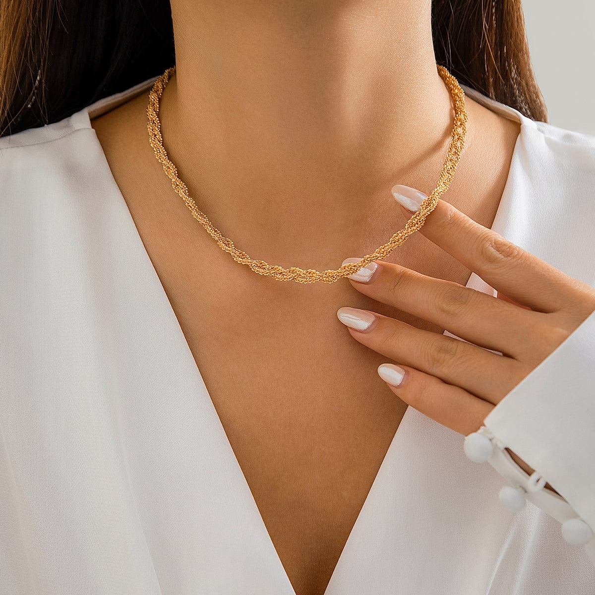 Chic Gold Silver Plated Braided Chain Necklace - ArtGalleryZen