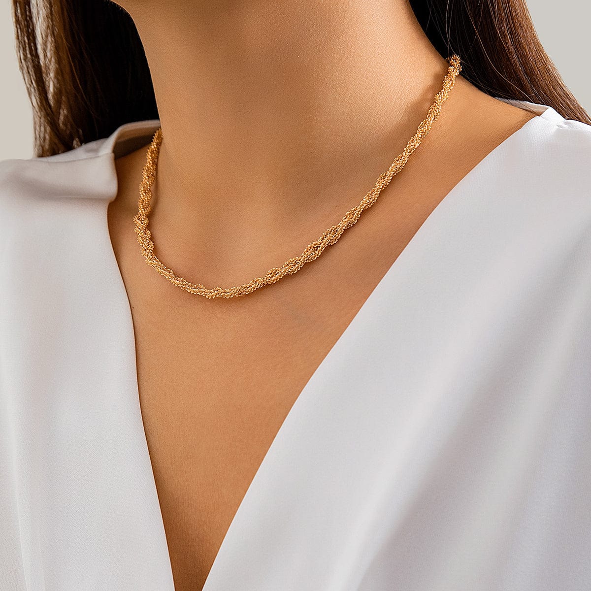 Chic Gold Silver Plated Braided Chain Necklace - ArtGalleryZen