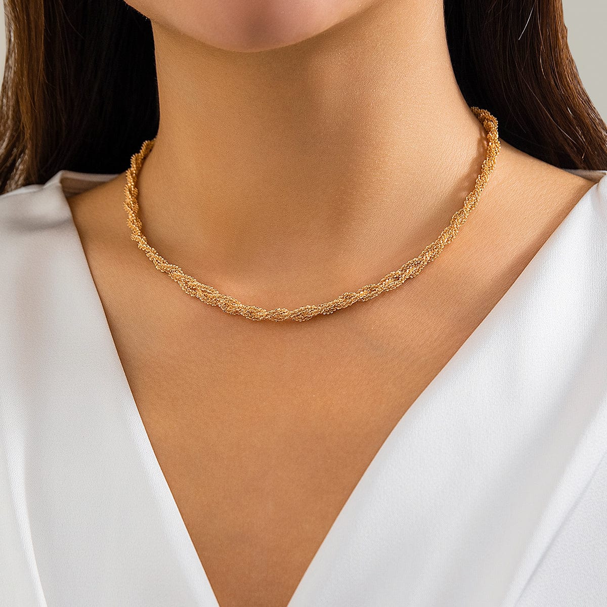 Chic Gold Silver Plated Braided Chain Necklace - ArtGalleryZen