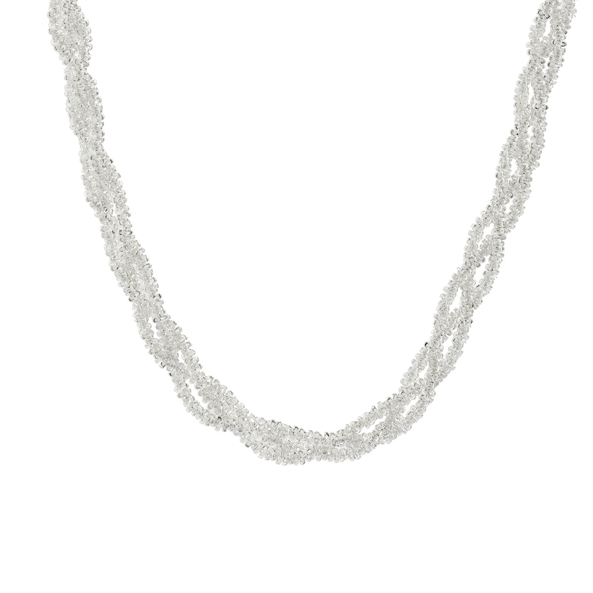 Silver-Toned Beaded Braided Necklace – Richeera