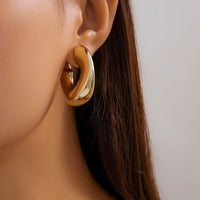 Thumbnail for Chic Gold Silver Plated C Shaped Stud Earrings - ArtGalleryZen