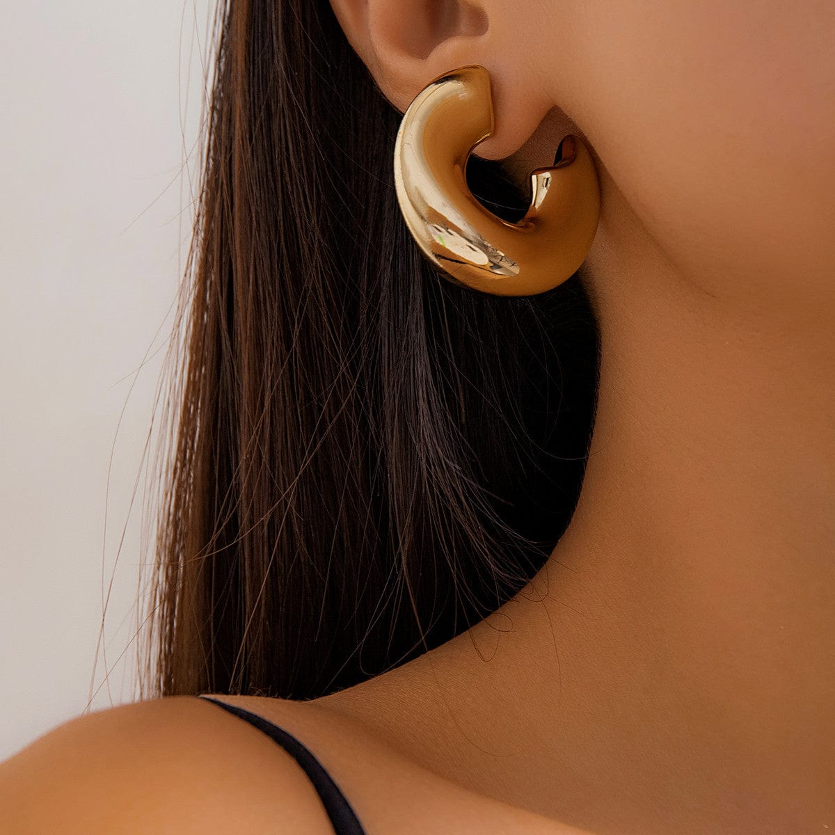 Chic Gold Silver Plated C Shaped Stud Earrings - ArtGalleryZen