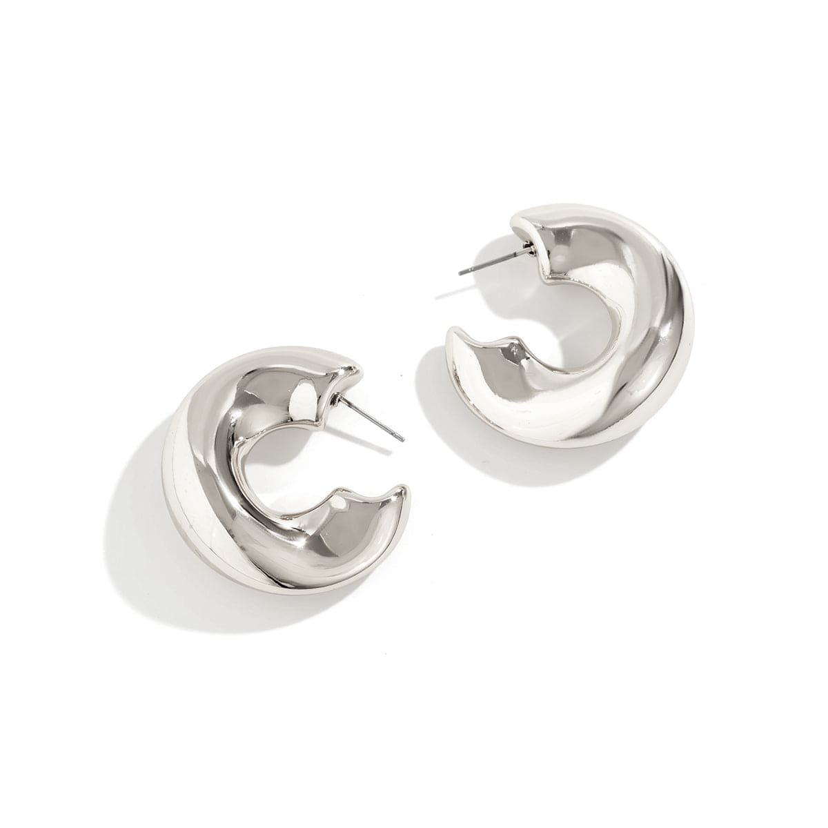 Chic Gold Silver Plated C Shaped Stud Earrings - ArtGalleryZen