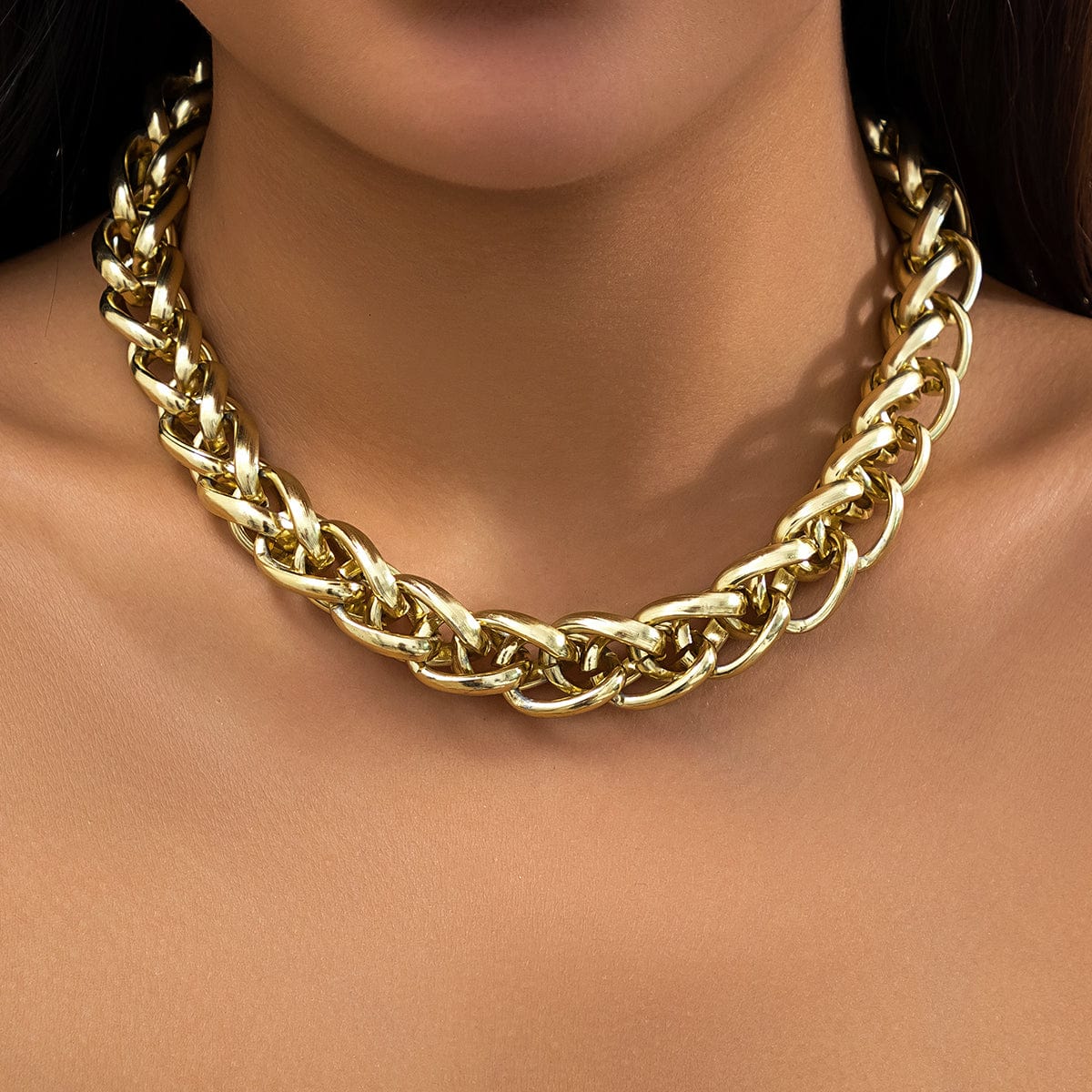 Chic Gold Silver Plated Chunky Braided Chain Necklace - ArtGalleryZen