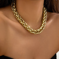 Thumbnail for Chic Gold Silver Plated Chunky Braided Chain Necklace - ArtGalleryZen