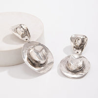 Thumbnail for Chic Gold Silver Plated Cowboy Hat Dangle Earrings - ArtGalleryZen