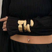 Thumbnail for Chic Gold Silver Plated Cut Surface Bangle Bracelet - ArtGalleryZen