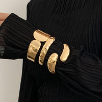 Thumbnail for Chic Gold Silver Plated Cut Surface Bangle Bracelet - ArtGalleryZen