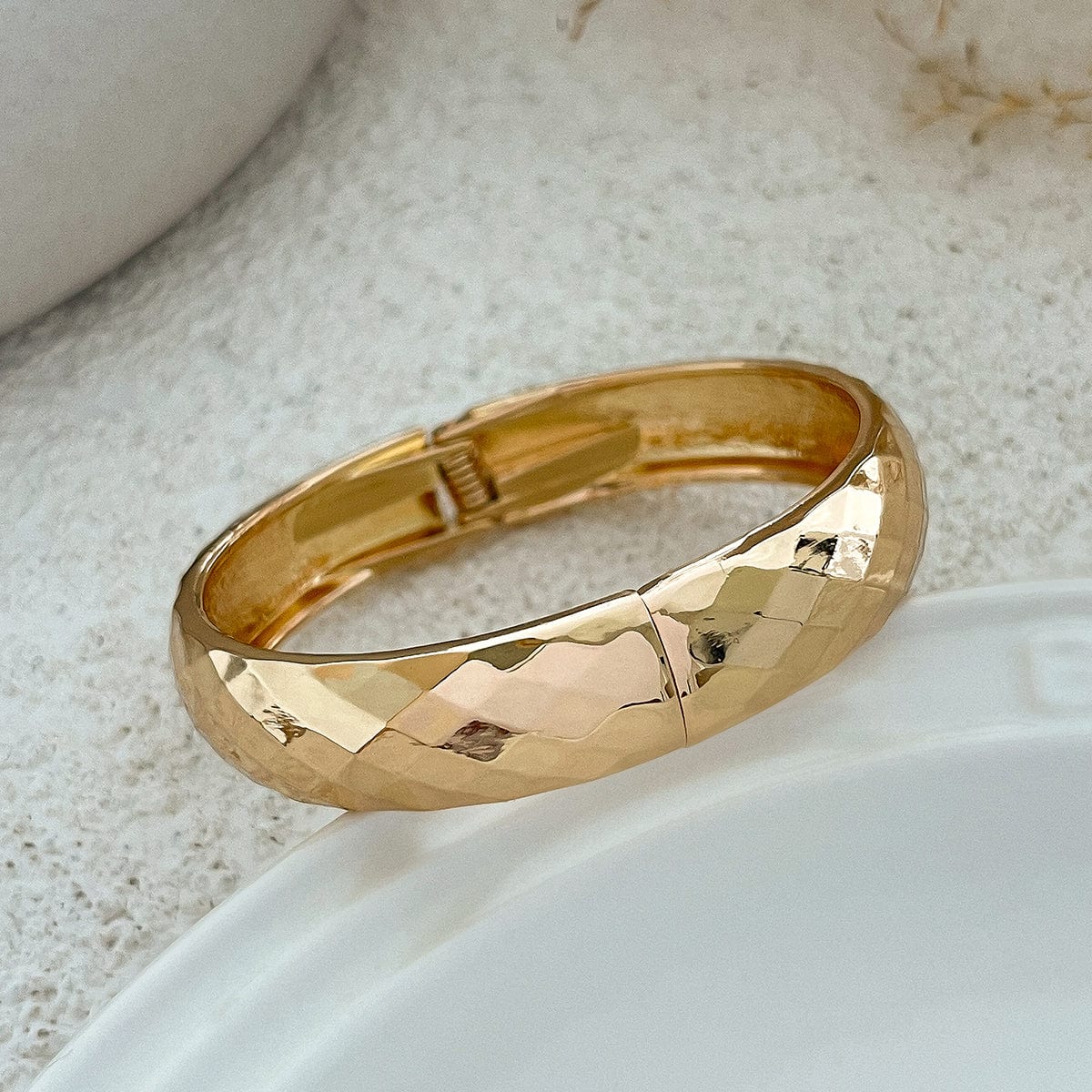 Chic Gold Silver Plated Cut Surface Bangle Bracelet - ArtGalleryZen