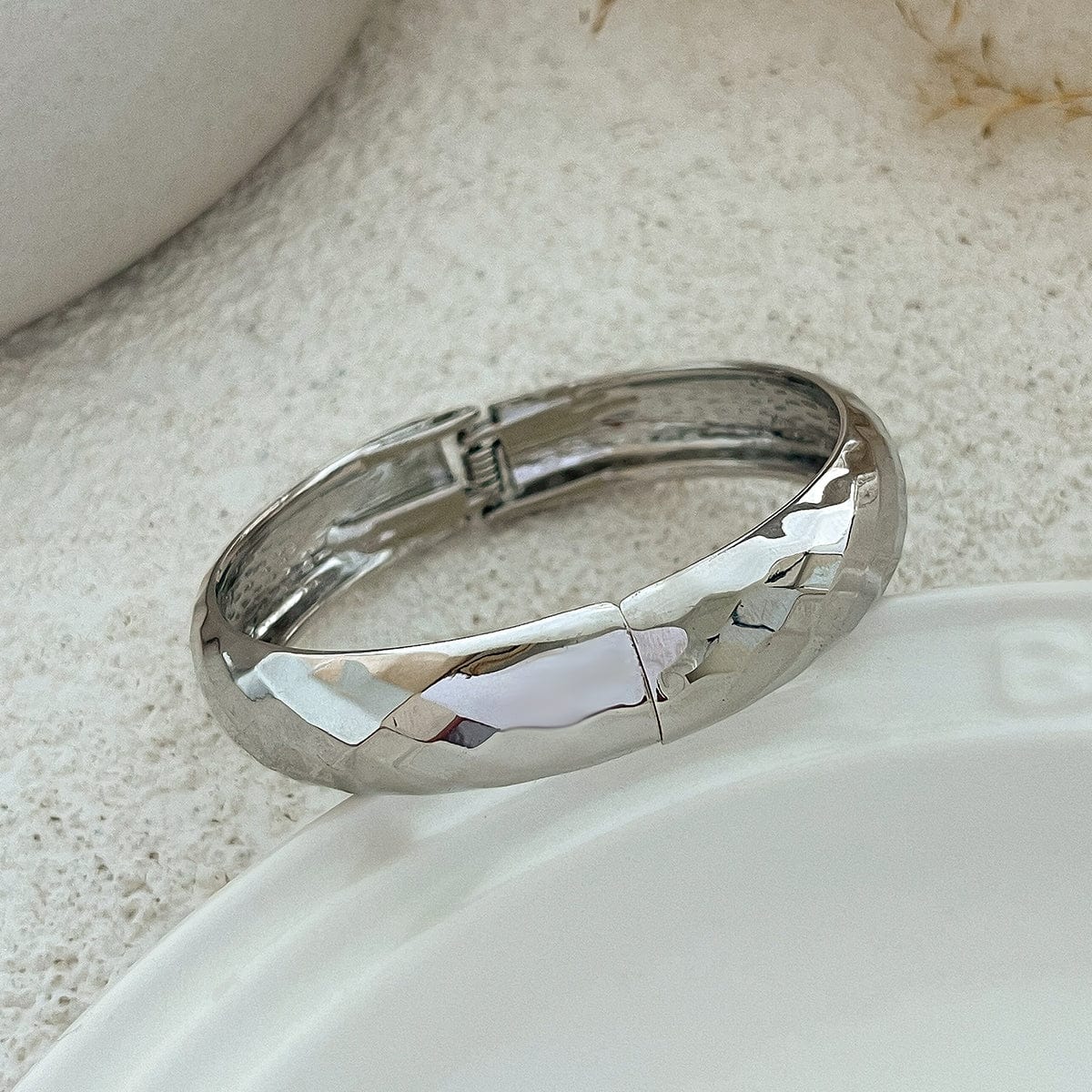 Chic Gold Silver Plated Cut Surface Bangle Bracelet