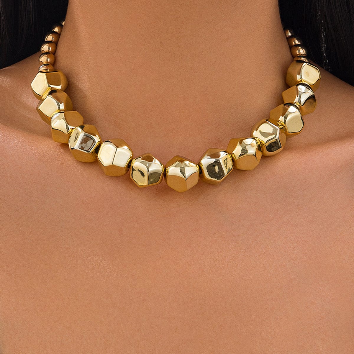 Chic Gold Silver Plated Dice Shape Beaded Chain Necklace Bracelet