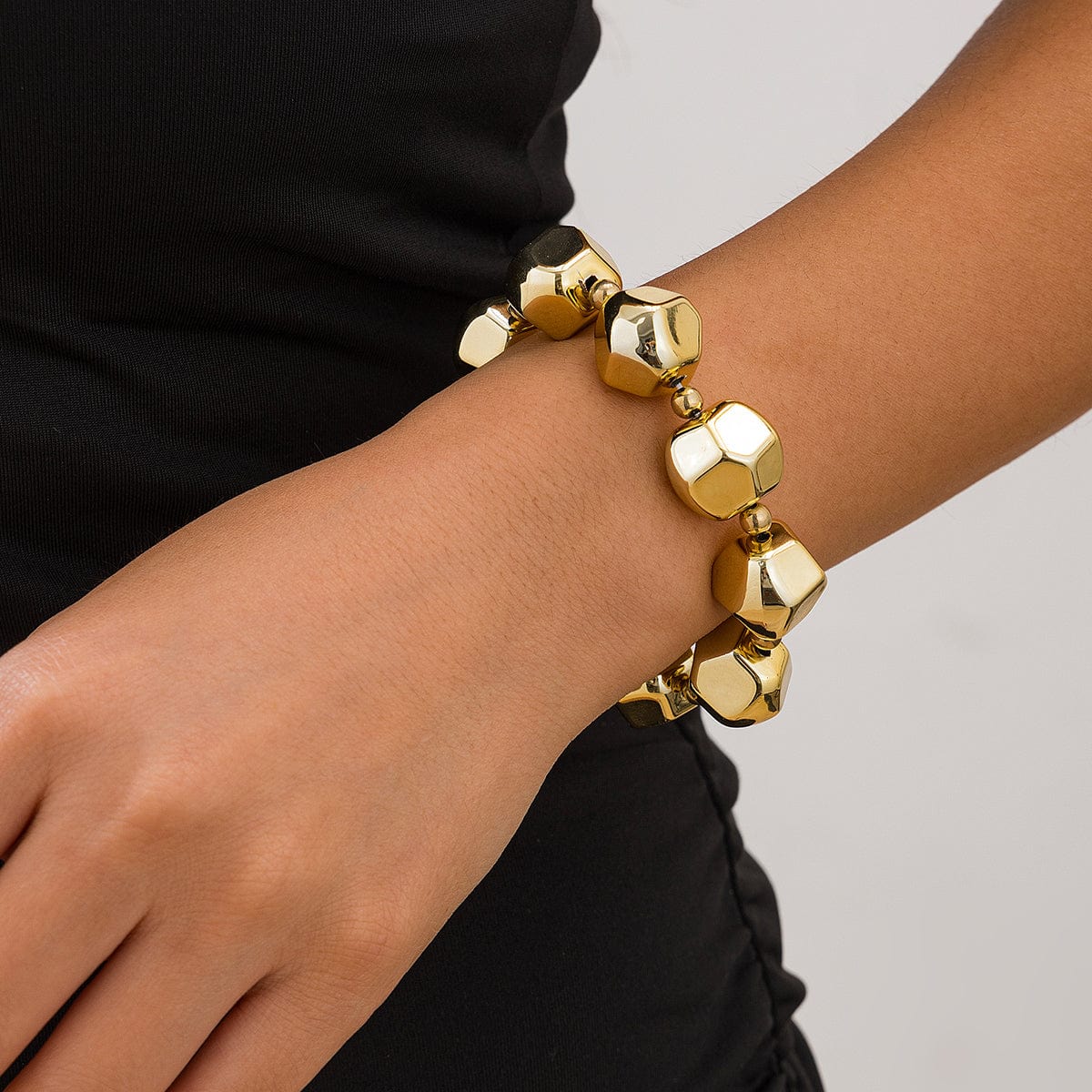 Chic Gold Silver Plated Dice Shape Beaded Chain Necklace Bracelet