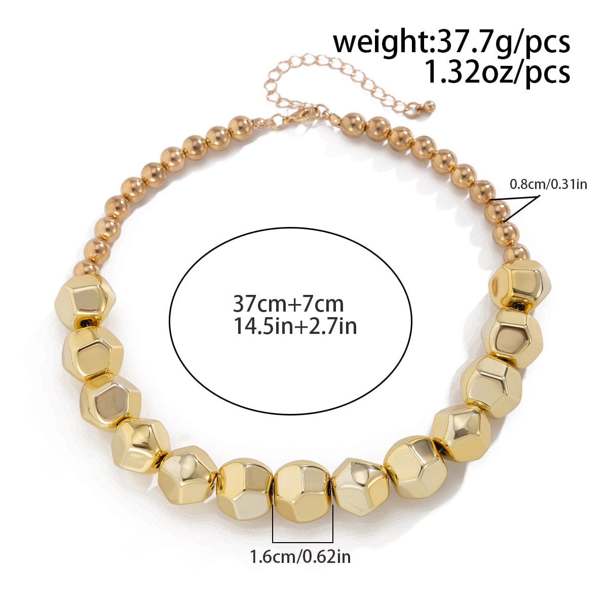 Chic Gold Silver Plated Dice Shape Beaded Chain Necklace Bracelet