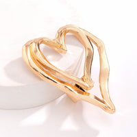 Thumbnail for Chic Gold Silver Plated Double-Layered Hollow Heart Open Ring - ArtGalleryZen