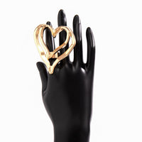Thumbnail for Chic Gold Silver Plated Double-Layered Hollow Heart Open Ring - ArtGalleryZen