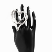 Thumbnail for Chic Gold Silver Plated Double-Layered Hollow Heart Open Ring - ArtGalleryZen