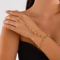 Thumbnail for Chic Gold Silver Plated Flower Cable Chain Finger Ring Bracelet