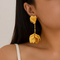 Thumbnail for Chic Gold Silver Plated Flower Petal Dangle Earrings