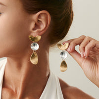 Thumbnail for Chic Gold Silver Plated Geometric Pattern Dangle Earrings - ArtGalleryZen