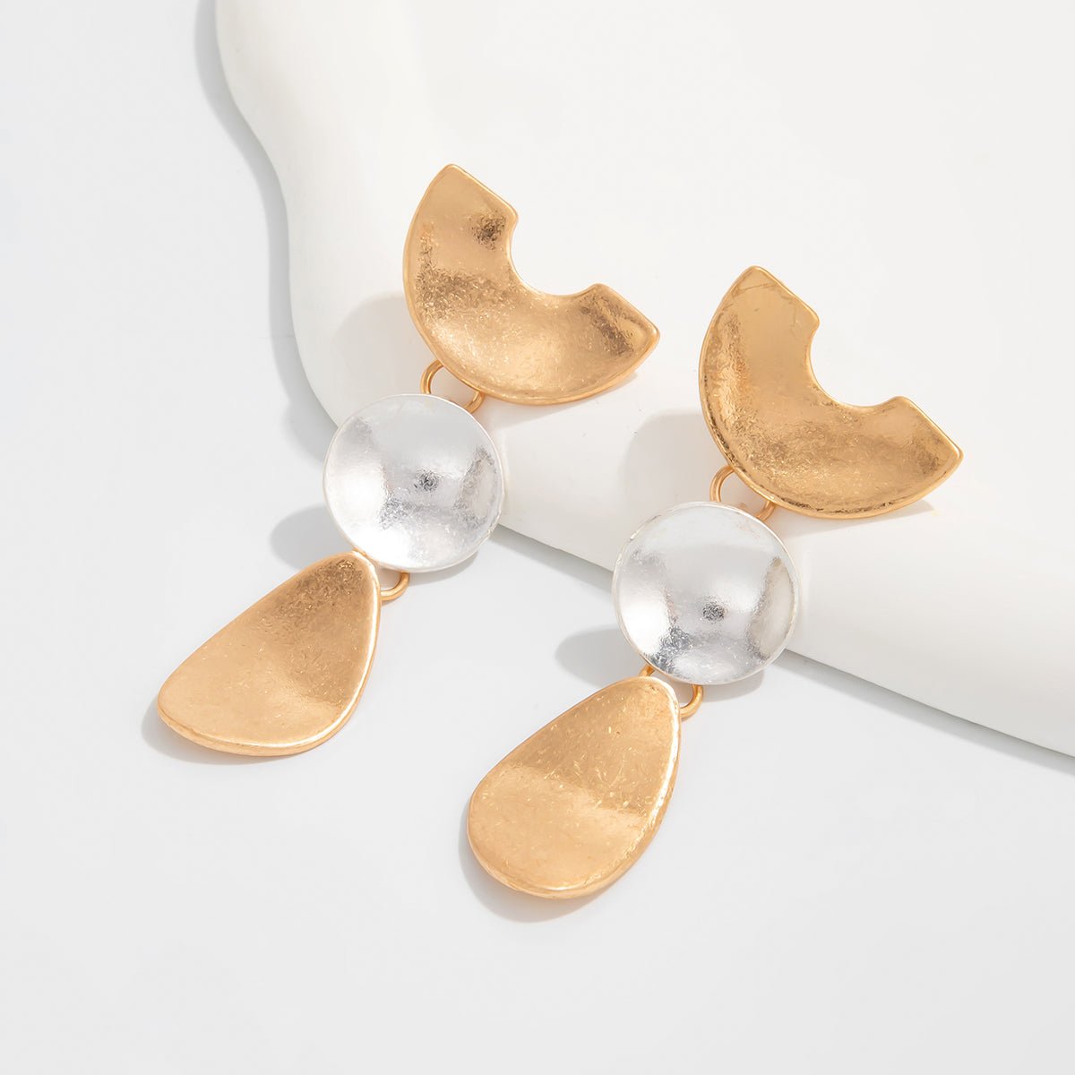 Chic Gold Silver Plated Geometric Pattern Dangle Earrings - ArtGalleryZen