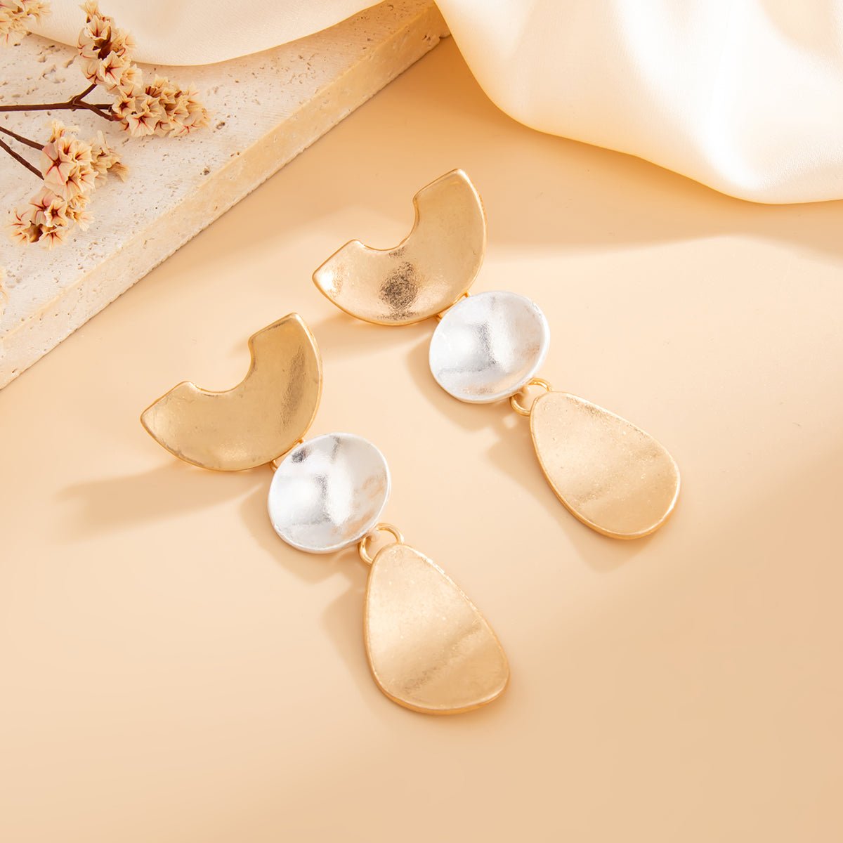 Chic Gold Silver Plated Geometric Pattern Dangle Earrings - ArtGalleryZen