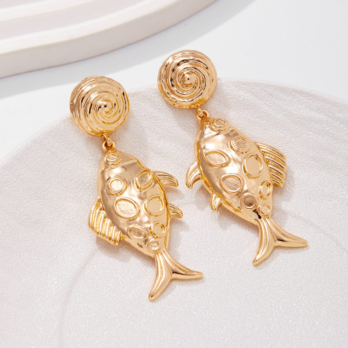 Chic Gold Silver Plated Goldfish Dangle Earrings - ArtGalleryZen