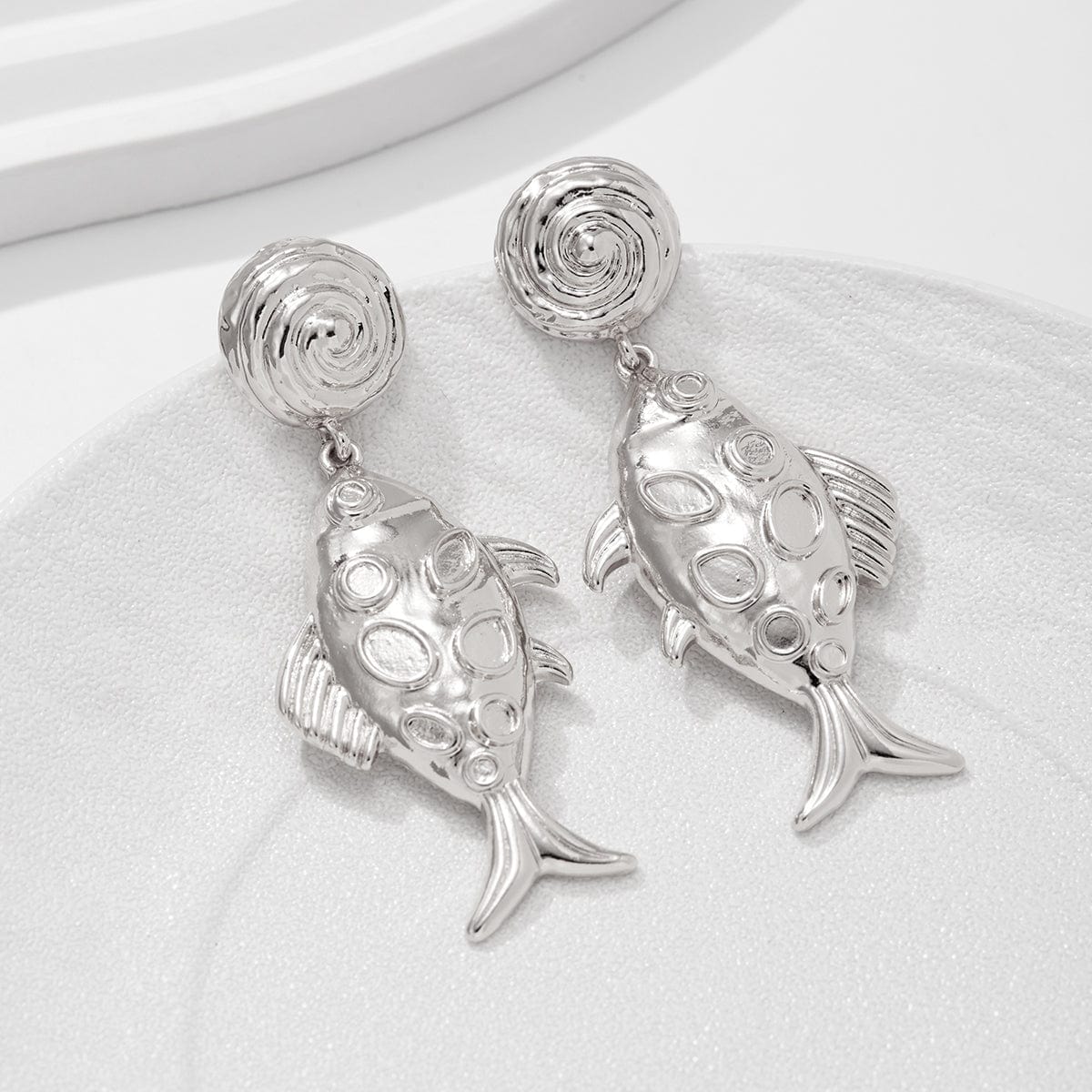 Chic Gold Silver Plated Goldfish Dangle Earrings - ArtGalleryZen