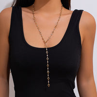 Thumbnail for Chic Gold Silver Plated Hollow Heart Long Chain Y Necklace