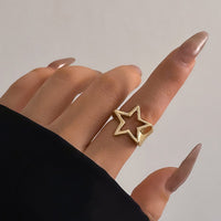 Thumbnail for Chic Gold Silver Plated Hollow Star Open Ring - ArtGalleryZen