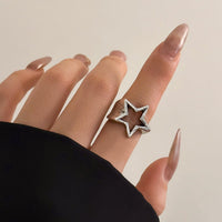 Thumbnail for Chic Gold Silver Plated Hollow Star Open Ring - ArtGalleryZen
