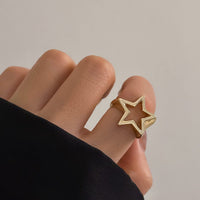 Thumbnail for Chic Gold Silver Plated Hollow Star Open Ring - ArtGalleryZen
