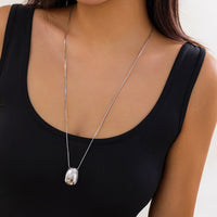 Thumbnail for Chic Gold Silver Plated Oval Pendant Necklace - ArtGalleryZen