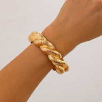 Thumbnail for Chic Gold Silver Plated Textured Twisted Bangle Bracelet