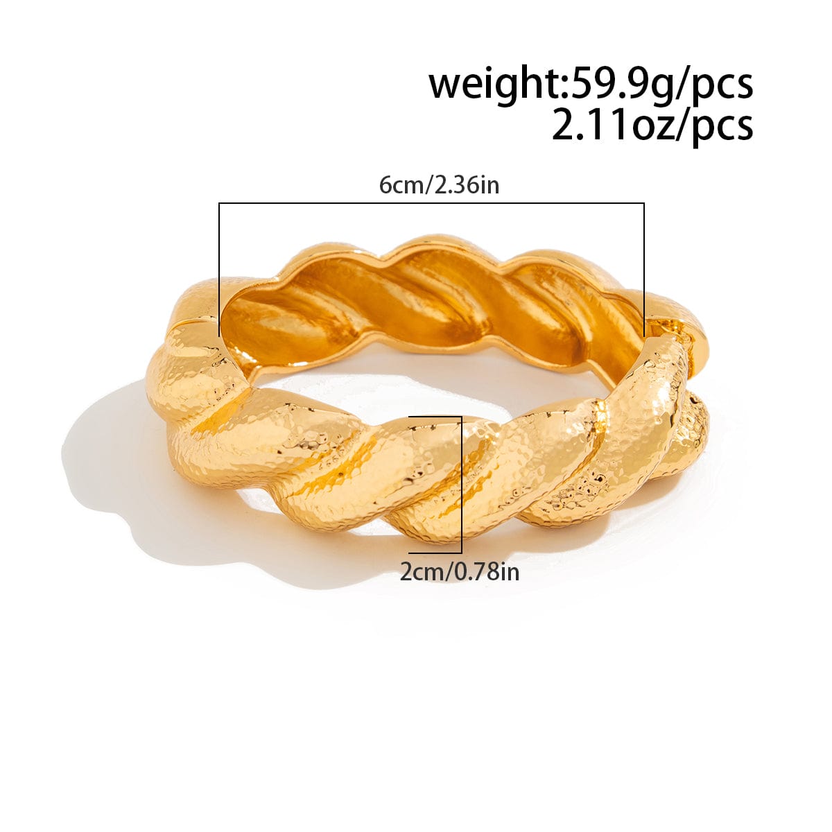 Chic Gold Silver Plated Textured Twisted Bangle Bracelet