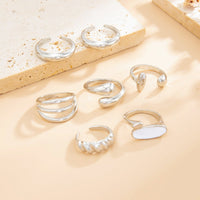 Thumbnail for Chic Gold Silver Plated Waterdrop Hollow Enamel Ring Set - ArtGalleryZen