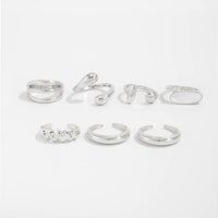 Thumbnail for Chic Gold Silver Plated Waterdrop Hollow Enamel Ring Set - ArtGalleryZen