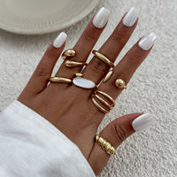 Thumbnail for Chic Gold Silver Plated Waterdrop Hollow Enamel Ring Set - ArtGalleryZen