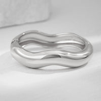 Thumbnail for Chic Gold Silver Tone Glossy Wave Bangle Bracelet - ArtGalleryZen