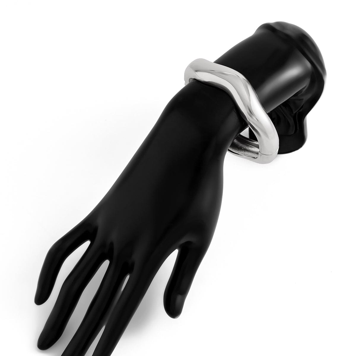 Chic Gold Silver Tone Glossy Wave Bangle Bracelet - ArtGalleryZen