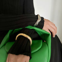 Thumbnail for Chic Gold Silver Tone Glossy Wave Bangle Bracelet - ArtGalleryZen