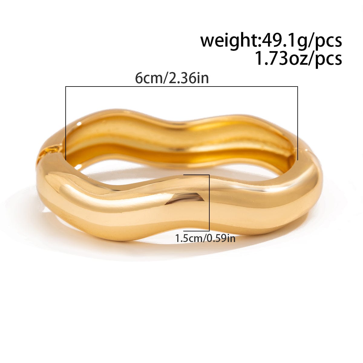 Chic Gold Silver Tone Glossy Wave Bangle Bracelet - ArtGalleryZen