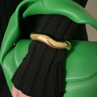 Thumbnail for Chic Gold Silver Tone Glossy Wave Bangle Bracelet - ArtGalleryZen