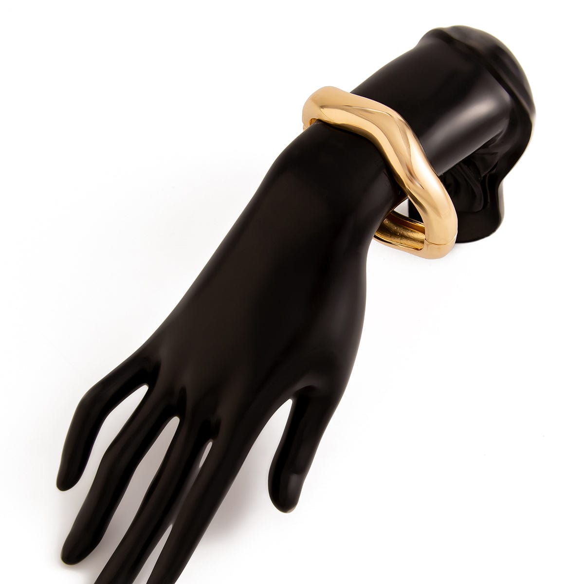 Chic Gold Silver Tone Glossy Wave Bangle Bracelet - ArtGalleryZen