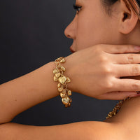 Thumbnail for Chic Gold Silver Tone Heart Tassel Cable Chain Bracelet - ArtGalleryZen