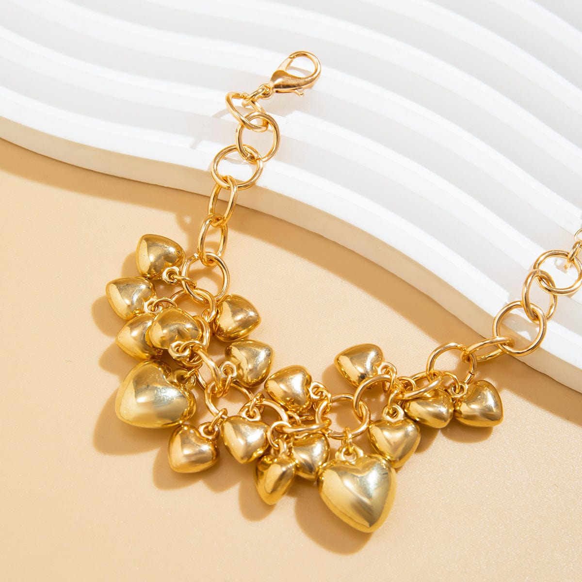 Chic Gold Silver Tone Heart Tassel Cable Chain Bracelet - ArtGalleryZen