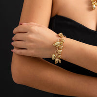 Thumbnail for Chic Gold Silver Tone Heart Tassel Cable Chain Bracelet - ArtGalleryZen